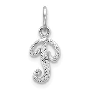 14k White Gold, Sadie Collection, Mini Satin Script Initial P Charm